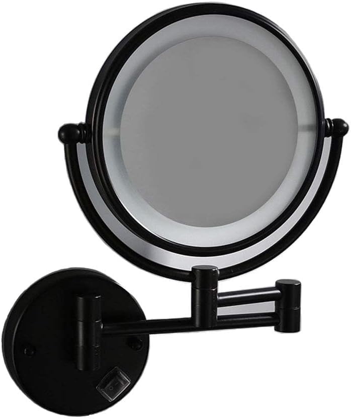 LED Lighted Wall Mount Makeup Mirror, Two-Sided Extension Wall Mount ...