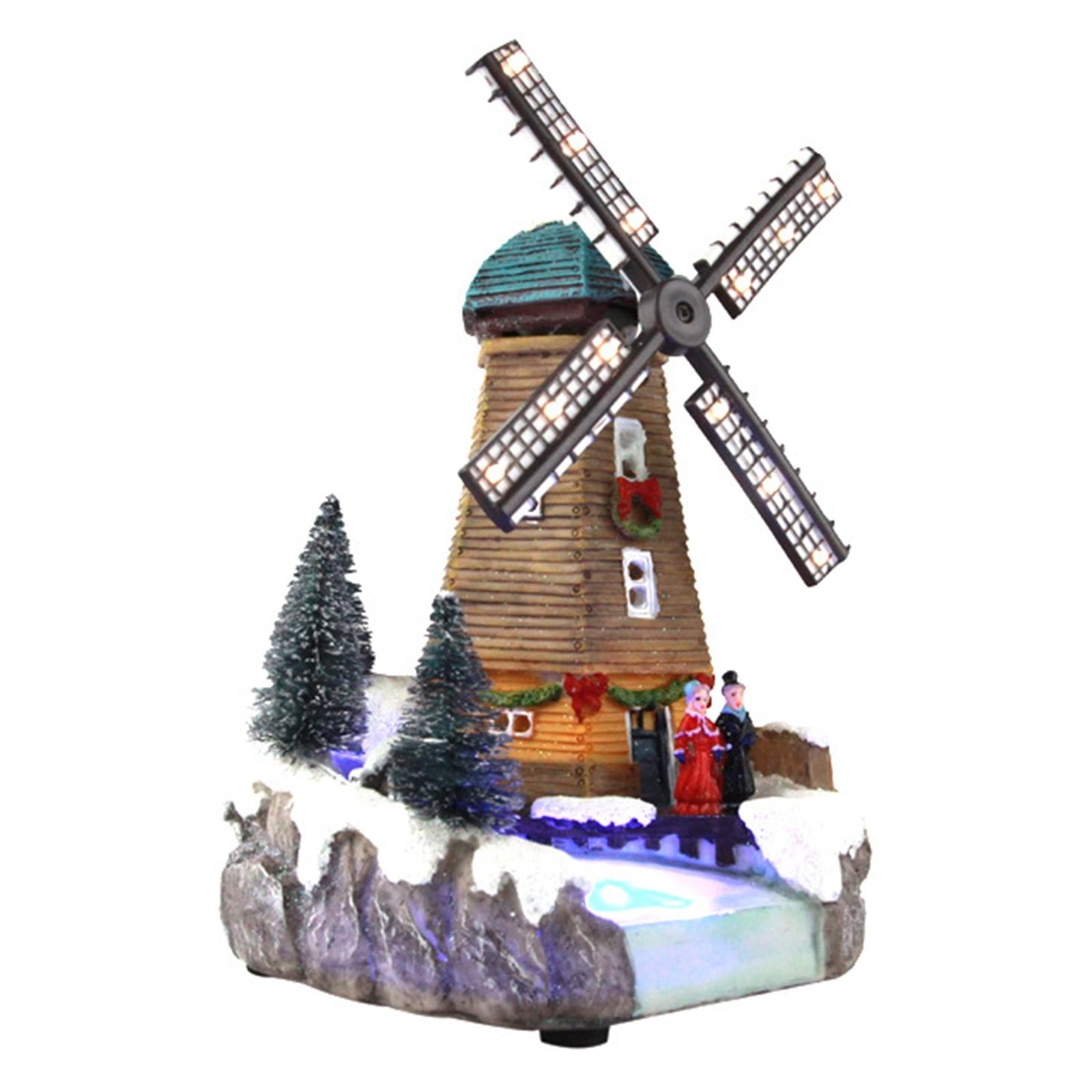 LED Lighted Windmill Building Figurine for Festival Indoor