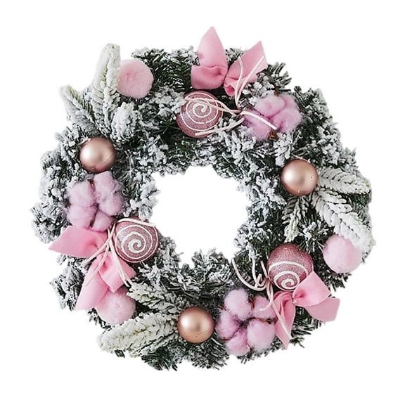 LED Lighted Winter Wreath with Ribbon, 12 Inch Front Door Decor for Fireplace Window Christmas