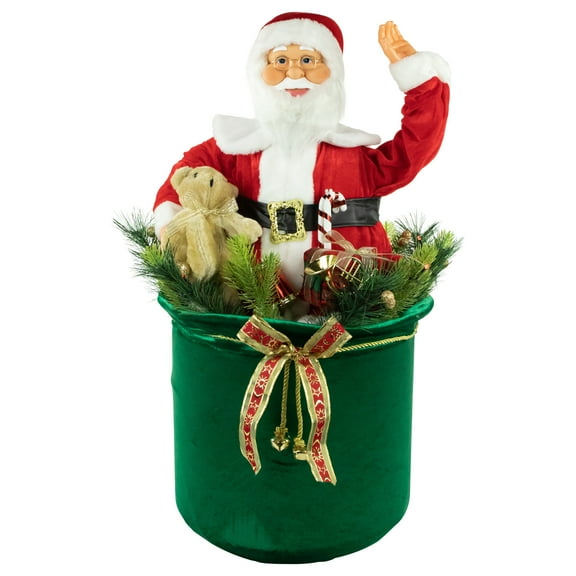 Northlight LED Lighted and Animated Gift Bag with Santa Claus Christmas Figure - 32"