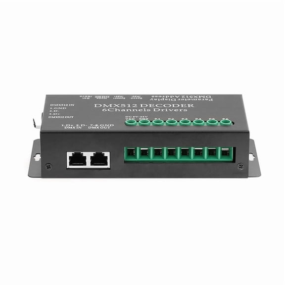 LED Lighting DMX512 Decoder, Console Dimmer RGB 6-Way,for Constant Dimmable Like LED Tap, Bar Light, LED Sources,Etc.,1 x LED lighting DMX512 decoder,Black