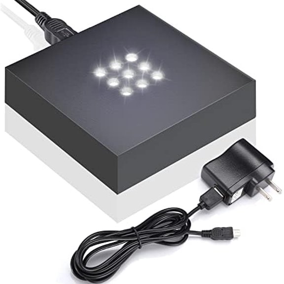 LED Lights Base for Crystal 3D Glass Art, Plactic Pedestal Color Show Stand for Crystal Awards, Trophies, Statues, Figurines,USB Powered LED Display Base Stand (White)