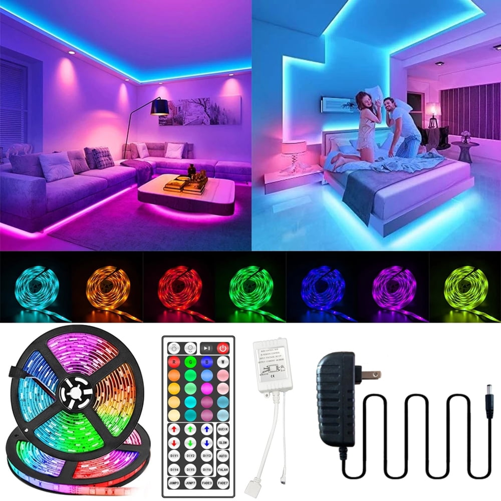 Battery Powered Led Strip Lights 13ft, 2x6.5ft USB/Battery Operated RGB  Color Changing Room Decor LED Lights with Remote for TV Backlight, Bedroom
