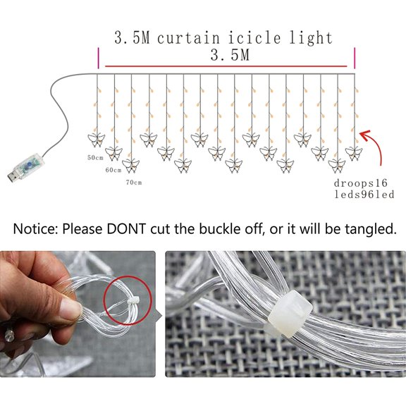 LED Lights for Bedroom, Butterfly Fairy Lights Lights, 13ft 96 LED Window Butterflies Lights 8 Modes Twinkle Timer String Lights for Room Bedroom Wall Ceiling Party Wedding Christmas, Purple Light