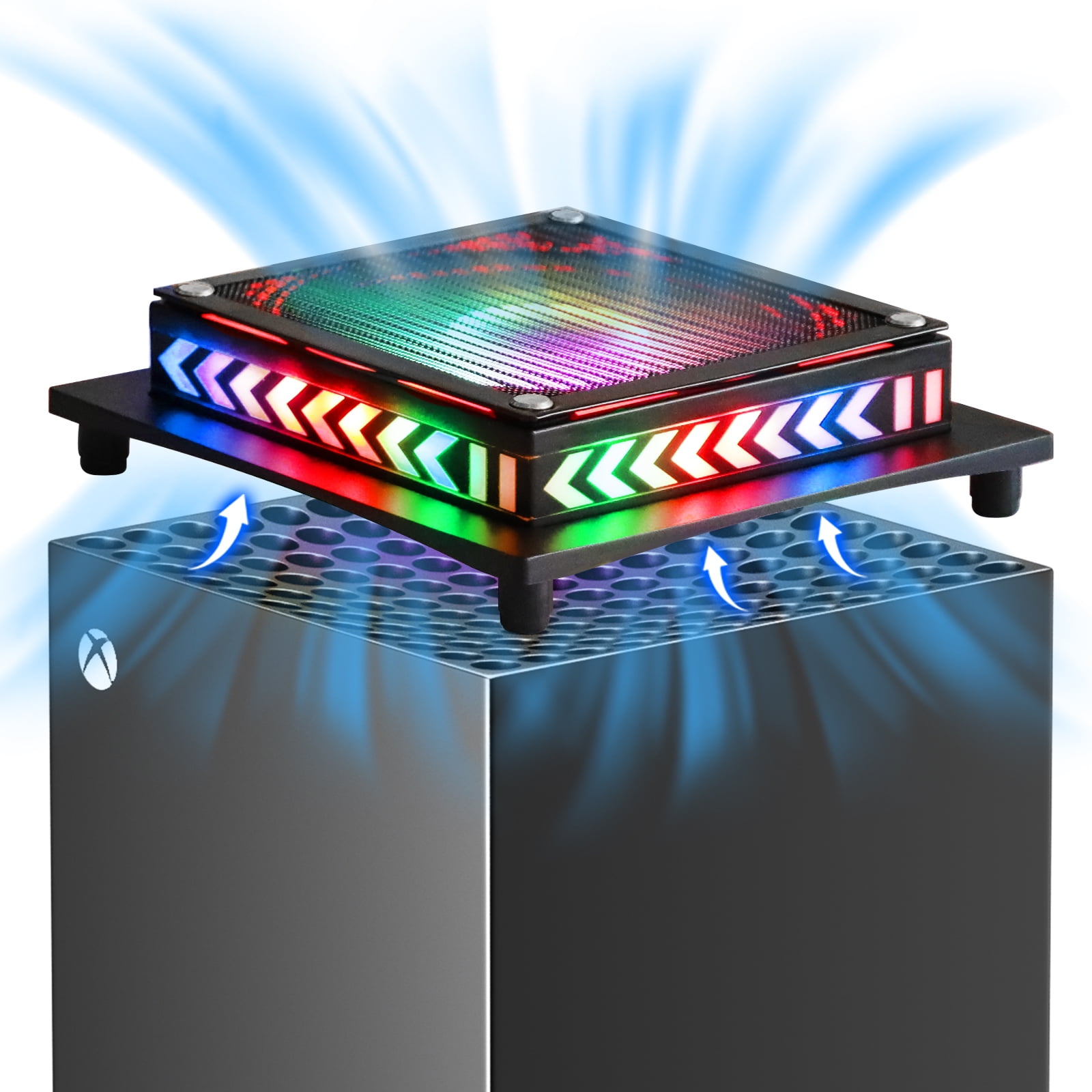 LED Lights Cooling Fan for Xbox Series X Console Accessories, Top Fan