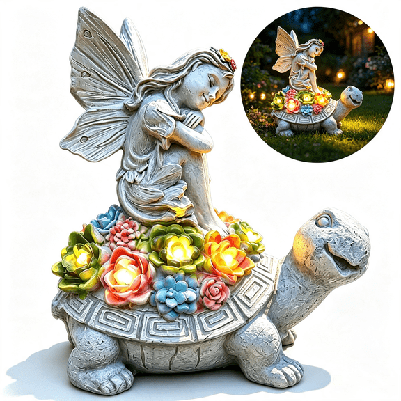 LED Lights Garden Decor Solar Statue Lights Solar Turtle Angels Decor Garden for Yard,Patio,Lawn Art Decoration,Housewarming Gift (1 Pack)
