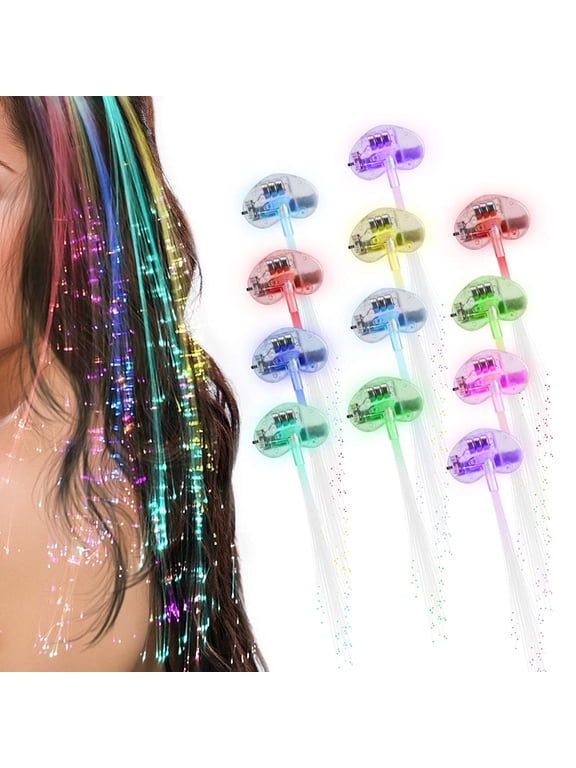 LED Lights Hair Set of 12, Light-Up Fiber Optic LED Hair Barrettes Party Favors for Party, Bar Dancing Hairpin, Hair Clip, Multicolor Flash Barrettes Clip Braid
