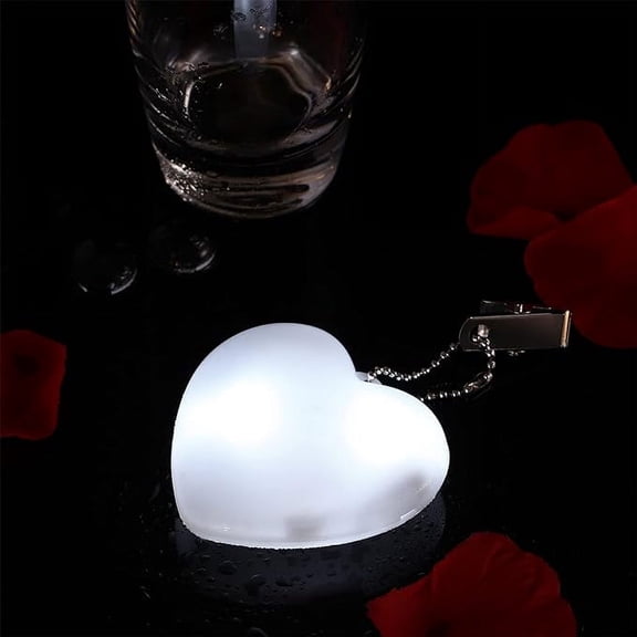 LED Lights, Lights for Decoration, White Heart Shaped Smart Touch Turn on Small Handbag Light with Keychain to Lights up the Inside Of Your Bag, Diameter 2.55 Inches