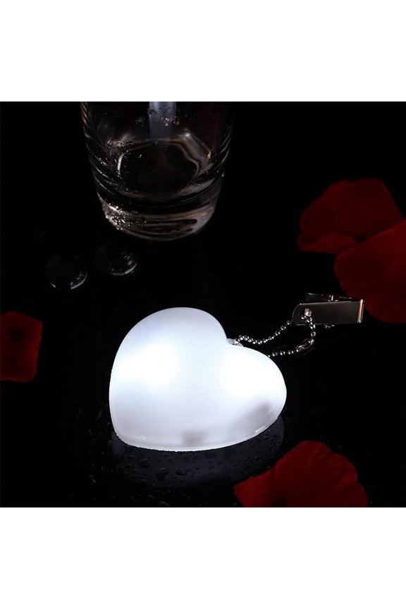 LED Lights, Lights for Decoration, White Heart Shaped Smart Touch Turn on Small Handbag Light with Keychain to Lights up the Inside Of Your Bag, Diameter 2.55 Inches