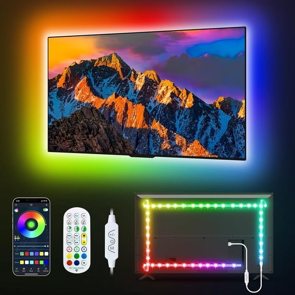 LED Lights for TV, 9.8FT TV Led Backlight Behind Lights for 32-60inch USB Led Light Strip Glow RGBICW Color Changing Sync with Music APP Control Led Lighting for Bedroom