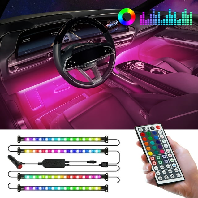 LED Lights for Car, Interior Car Accessories with 2 in 1 Design, 16 Million Colors Music Sync