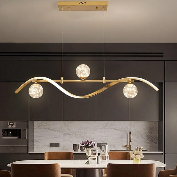 LED Linear Kitchen Island Light Fixtures, Modern Dimmable Dining Room Light Fixture 4-Light