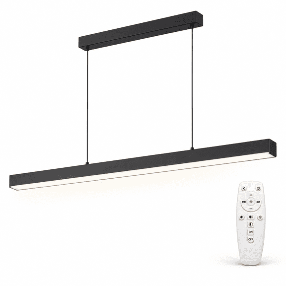 LED Linear Pendant Light Fixtures, 3300K-6500K Dimmable Pool Table Light with Remote Control, Modern Hanging Chandelier for Kitchen, Dining Room, Living Room, Office, Bar, and Billiard Room, 24 Inch