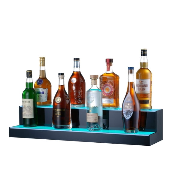LED Liquor Bottle Display, 2 Tier 30" Bar Shelf with Remote & App Control