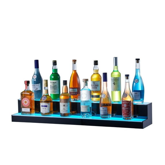 LED Liquor Bottle Display, 2-Tier 40 Inch Bar Shelf