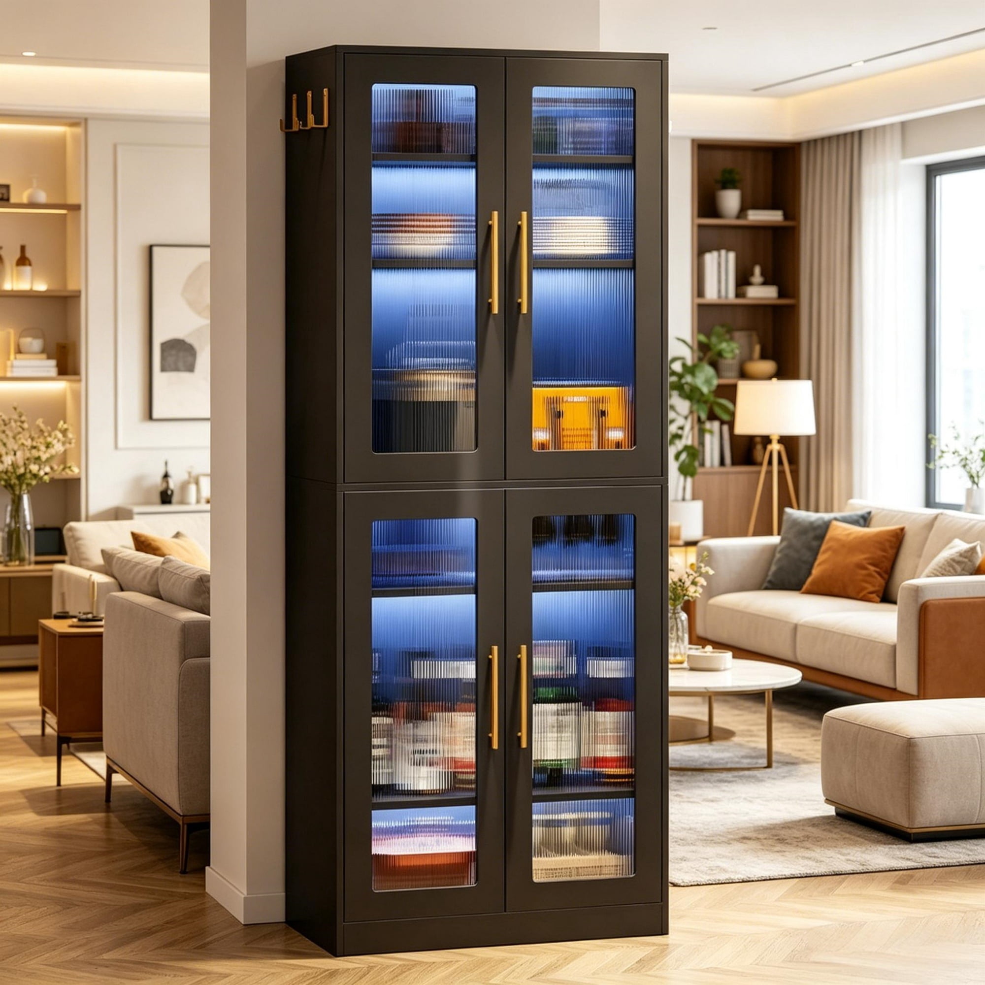 LED-Lit Bookcase with Remote-Controlled RGB Light
