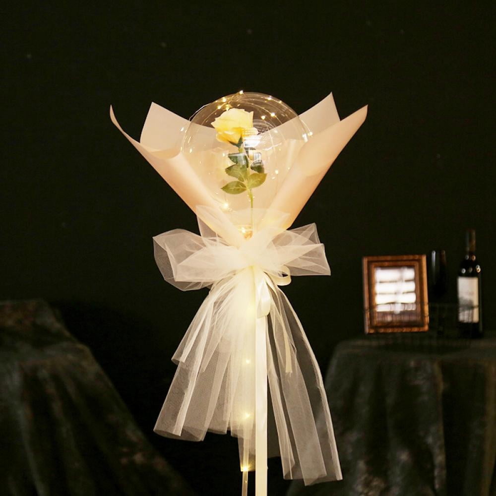 LED Luminous Balloon Rose Bouquet,Light Bobo Balloons with Flower,Light ...