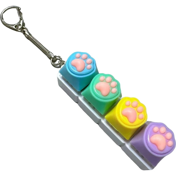 LED Luminous Cat Paw Mechanical Keyboard Switch Fidget Keychain, Cute Animal Paw Stress Relief Toy, Glow Clicky Button for Backpack Charm