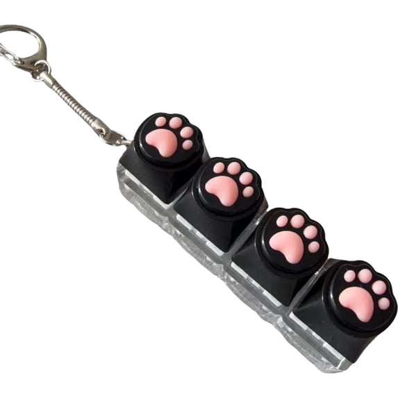 LED Luminous Cat Paw Mechanical Keyboard Switch Fidget Keychain, Cute Animal Paw Stress Relief Toy, Glow Clicky Button for Backpack Charm