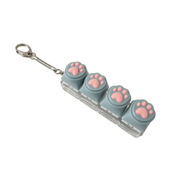 LED Luminous Cat Paw Mechanical Keyboard Switch Fidget Keychain, Cute Animal Paw Stress Relief Toy, Glow Clicky Button for Backpack Charm