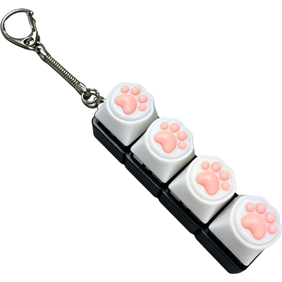 LED Luminous Cat Paw Mechanical Keyboard Switch Fidget Keychain, Cute Animal Paw Stress Relief Toy, Glow Clicky Button for Backpack Charm
