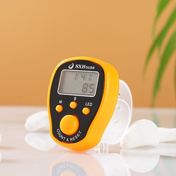 Pekkaxy LED Luminous Finger Counter, 1.4 x 4.3 Inch Plastic Timer, Counts Reps and Time for Workouts and Games