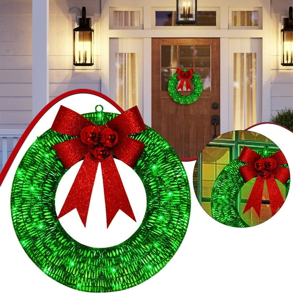LED Luminous Flower Wreath 30CM Warm Light Christmas Decoration Colorful Artificial Wreath for Home Indoor Outdoor Front Door Hanging valentine decorations for home