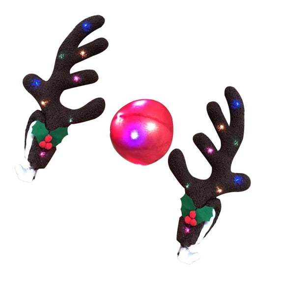 LED Luminous Reindeer Antlers, Festive Car Decor with Soft Glow and Realistic Brown Texture, Holiday Ornaments for 4th of July Parties, Christmas and Vehicle Personalization