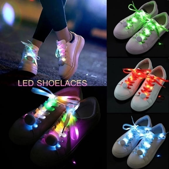 LED Luminous Shoelaces/Eight-Generation Colorful Shoelaces/Imitation Nylon Fluorescent Shoelaces/Night Sports Shoelaces with 3 Light Modes for Night Sports