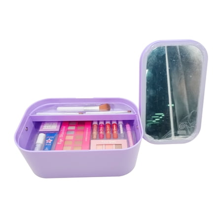 Cosmetic Set with LED Mirror Box, Purple