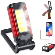 LED Magnetic Torch, Portable Foldable Flashlight Inspection Lamp Rechargeable Work Light, 360  Rotating Hook and 270  Folding Magnet Base Super Bright Torches for Repair, Emergency and Camping
