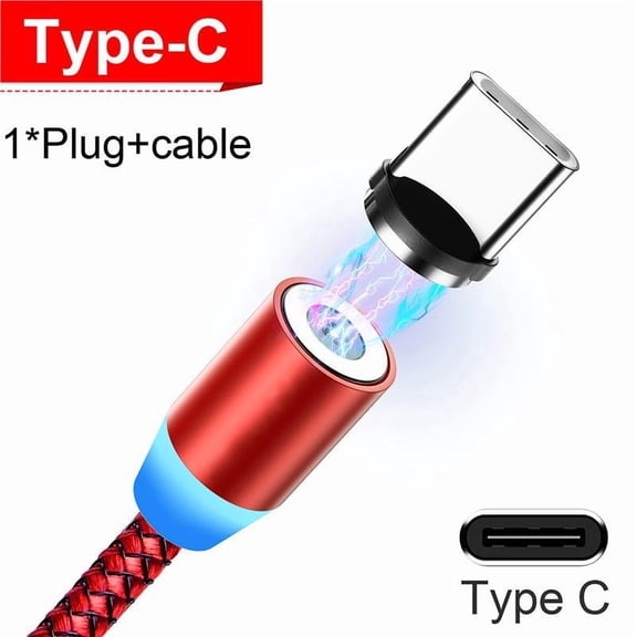 LED Magnetic USB Cable Fast Charging Magnet Micro USB Type C Cable Sync Data Cable Compatible with IPhone Samsung HuaWei Xiaomi