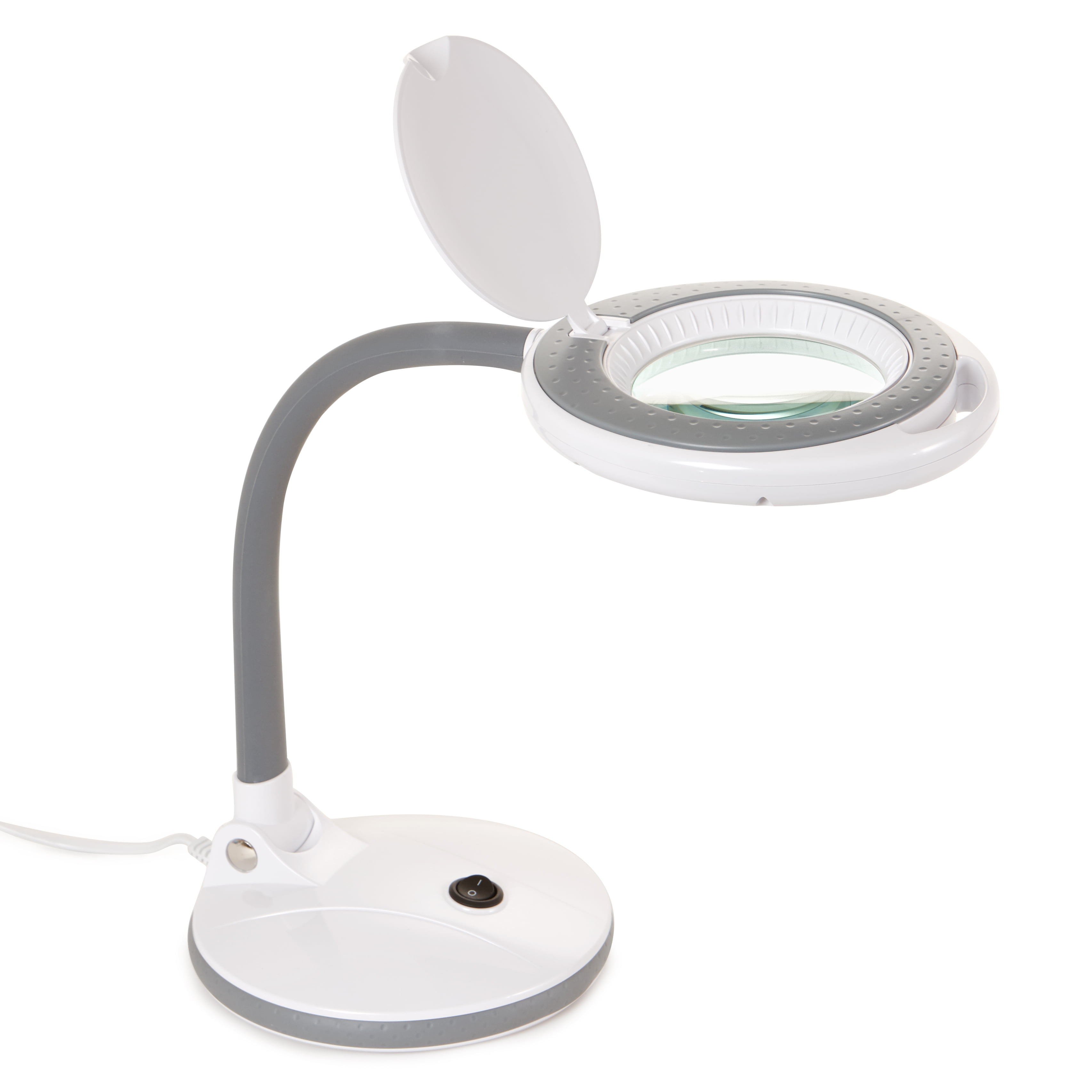 Firstlight Modern LED Table Lamp In White Finish With A Magnifying Glass  3753WH