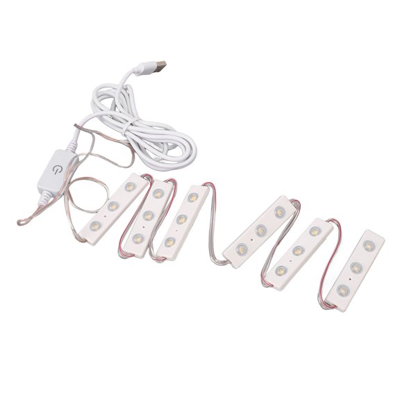 LED Makeup Mirror Strip Lights - DIY Adjustable Brightness USB Vanity Lighting, 6 Strings (18pcs)