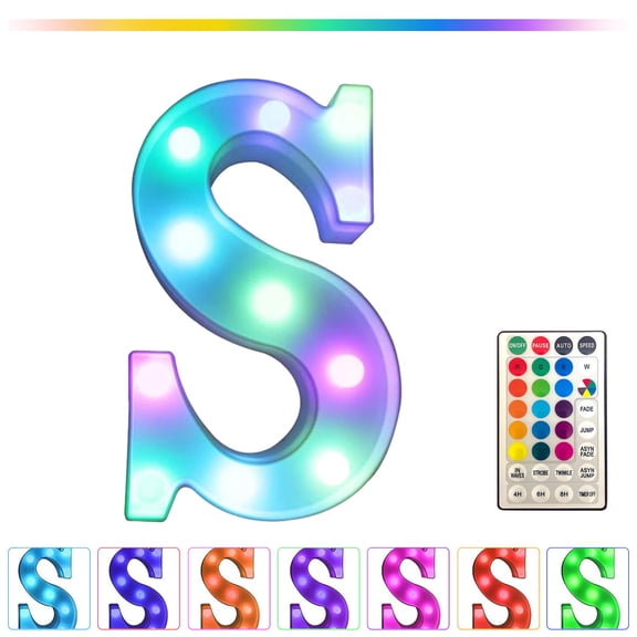 LED Marquee Letter Light with Remote - Color Changing Alphabet Sign for Party Home Bar Wall Decor - Battery or USB Powered Plastic Letter - 16 Color RGB Mood Light for Wedding Birthday Event,1PC