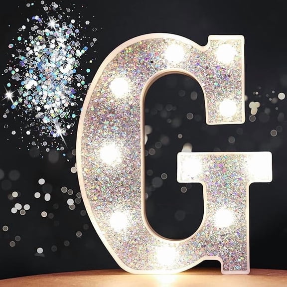 LED Marquee Letter Lights, Light Up Silver Letters Glitter Alphabet Letter Sign Battery Powered for Night Light Birthday Party