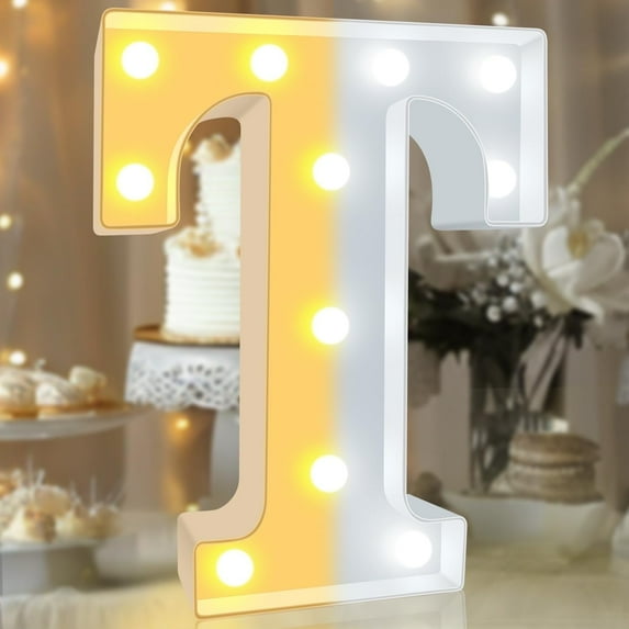 LED Marquee Letter Lights Sign,Warm White and Cool White, Light up Alphabet Letter for Wedding Home Party Bar Decoration T
