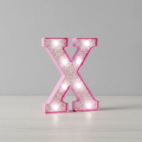 LED Marquee Light Up Letters(X)  Light Up Number Sign for Birthday Party, Table Decor, Marquee Numbers with Warm Pink Glow, Battery Operated Pink Digits