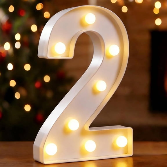 LED Marquee Light Up Numbers Sign - Lighted Birthday Numbers Sign for Birthday Party Decoration, Bar Wall, Home, Table Room, Wedding and Christmas Decorations, Number(Number"2")