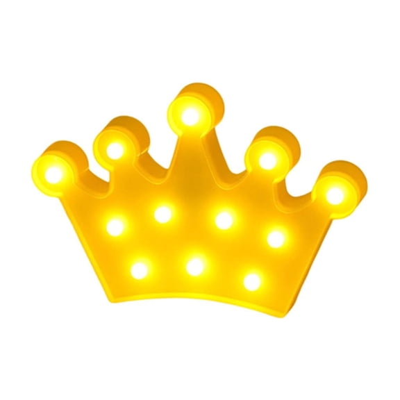 LED Marquee Sign Illuminated Small Crown, Small Crown Illuminated Sign, Battery Powered LED Light for Night Light, Wedding, Birthday, Party, Christmas or Home Decor (Yellow)