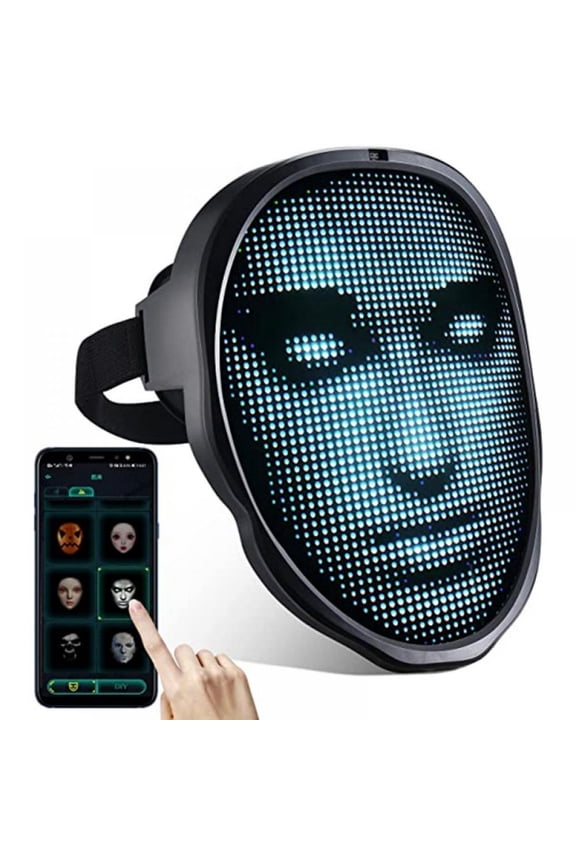LED Mask with Bluetooth for Halloween Cosplay Game Party Props Full Face Atmosphere Masquerade Mask Costume Carnival