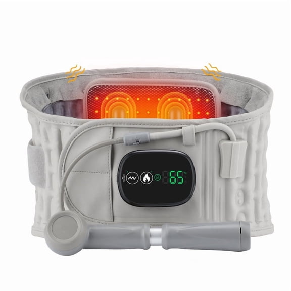LED Massaging Heating Inflatable Waist Belt Red Light Heating Vibration Massage Belt Airbag Support Air Decompression Back Brace Adjustable Waist Support Belt Lumbar Support Abdomen Belt