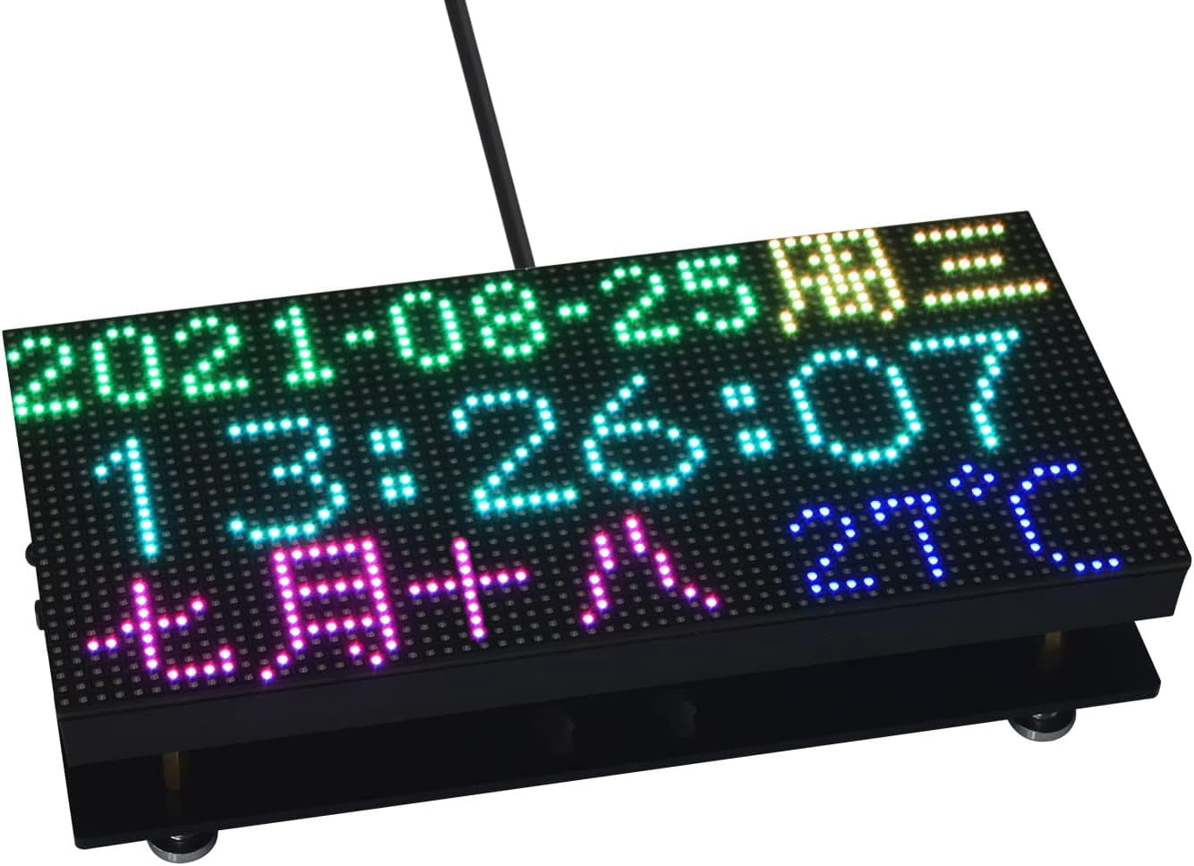 LED Matrix Panel 64x32 Compatible with Arduino ESP32, 3mm Pitch 2048 Dots RGB LEDs Module Bare Screen, Allow The Display of animations of Colorful Text Images (192mm×96mm)