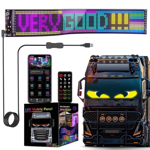 Sourcingbay LED Matrix Panel Sign, 13.7 x 3.93 inch Flexible Full Color Scrolling Display, App Remote Control, Usb Powered