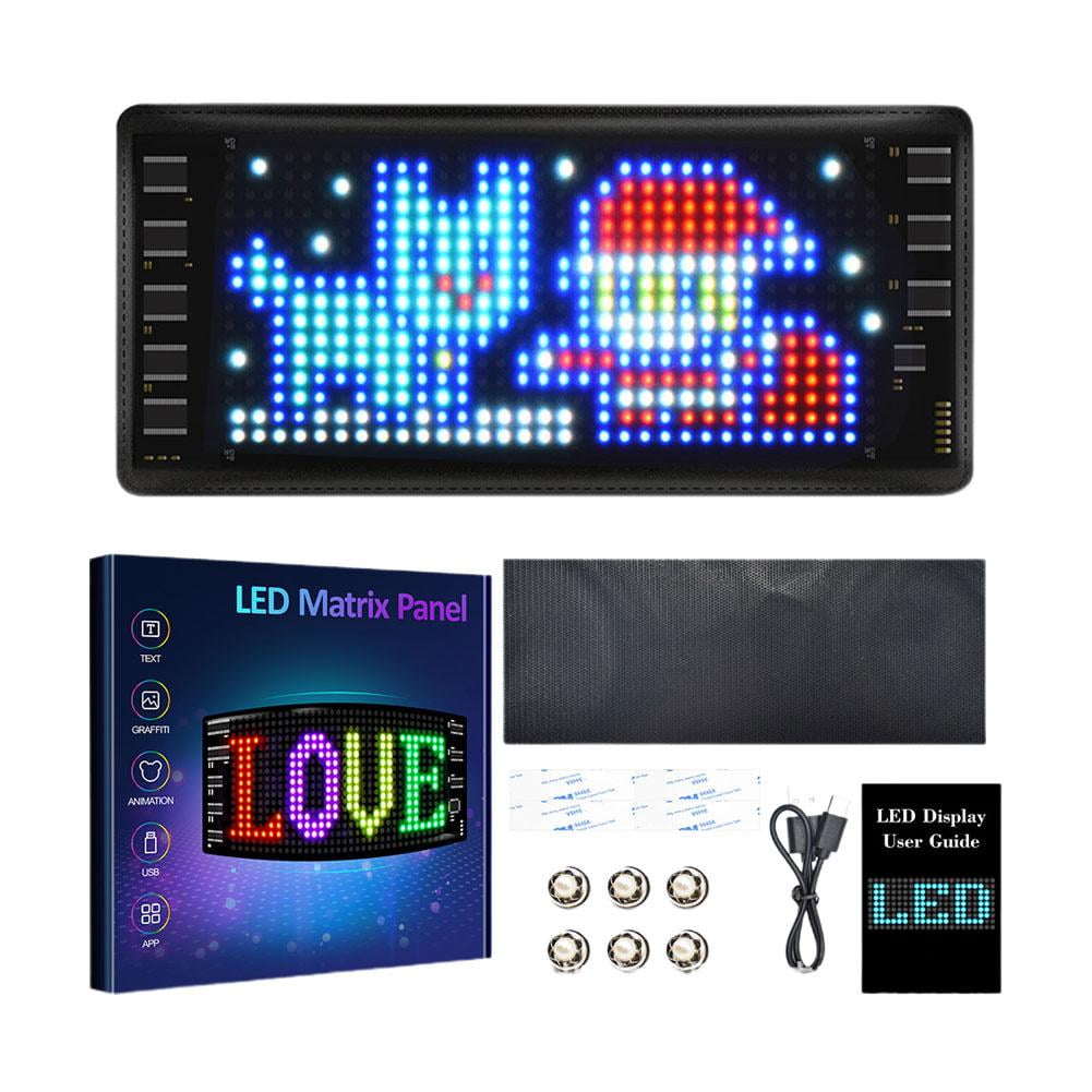 LED Matrix Panel USB Scrolling Bright Car RGB Light Signs APP Control ...