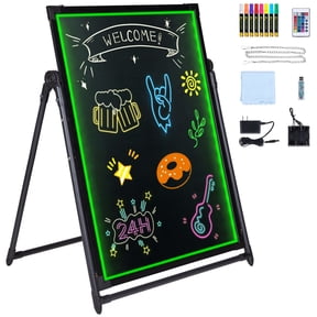 LED Message Board 32 x 24In, Neon Menu Sign Chalkboard, 8 Markers Remote Control