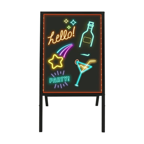 LED Message Writing Board Standing LED Board Sign-Easel with Neon Chalk Marker