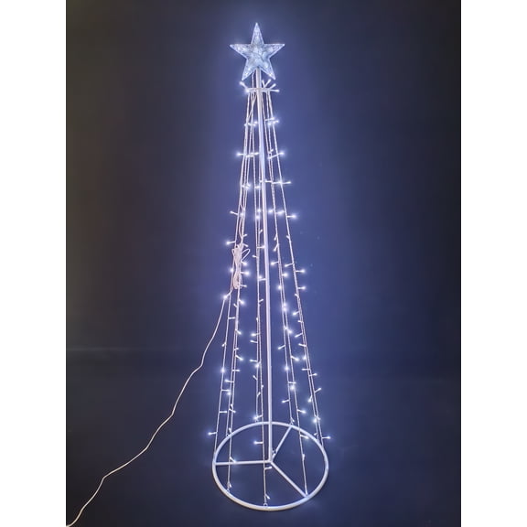 LED Metal Decorative Tree with Top Star - Cool White