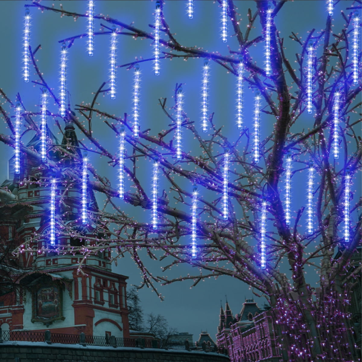 LED Meteor Shower Lights, 11.8 inch 10 Tube 360 LEDs Snow Falling Rain