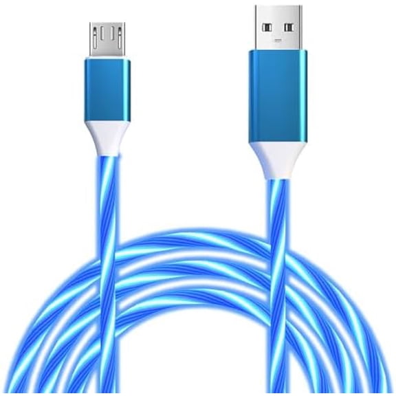 LED Micro USB Cable,6.6FT 3A Light Up Fast Charging Cable, Micro USB Cord for Android S7 S6 S5, Note 5 and Other Android Phone Cable(Blue)